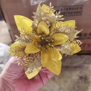 Dekorativa blommor 5/10st Glitter Artifical 5,51 tum Faux Lätt multifunktion för Xmas trädkransdekor