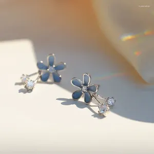 Серьги-гвоздики в Корейском стиле, ромашка, синий солнечный цветок, лепесток для девочек, ювелирные изделия, летние модные растения для подарка