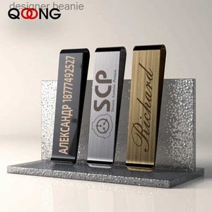 Money Clips Custom Lettering Slim Pocket Credit Card Money Clip Holder Long Size Stainless Steel Men's Metal Bill Clip MoneyclipL231216