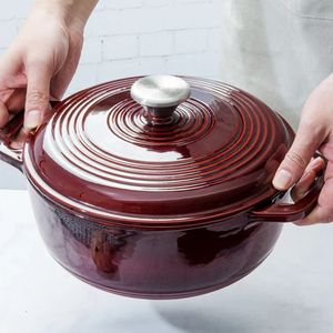 Soup Stock Pots Enamel Glaze Highlight Red Cast Iron Pot Thickened Material Kitchen Stockpot Flower Shower Design Induction Cooker Nonstick 231215