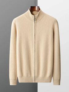 Suéteres para hombre 100% lana pura cuello alto cárdigan engrosado otoño e invierno suéter de cachemira casual tejido de gran tamaño tops 231216