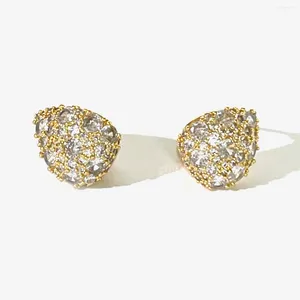 Stud Earrings Peri'sbox Luxury Pave Cubic Zirconia Teardrop Dome For Women Gold Plated Crystal Pear Wedding Party Earring Gifts