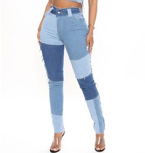 Kvinnor Casual Jeans Pencil Pants Pannelled Tassel Collisiion Fashional Design High Waist Fit Kvinnlig hög kvalitet