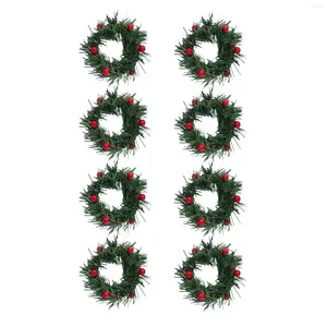 Decorative Flowers 8x Pillar Candle Ring Wreath Flower Arrangement Greenery Farmhouse For Tabletop Party Home Centerpieces Thanksgiving