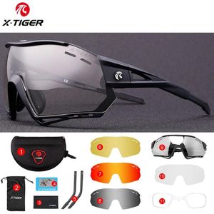 Eyewears XTIGER Photochromic Cycling Sunglasses 5 Lens UV400 Mountain Bike Glasses Men Outdoor Sports Cycling Goggles With Myopia Frame