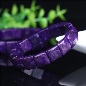 Bangle Natural Purple Charoite Women Rectangle Beads Bracelet Jewelry 12x12mm Purple Charoite Russian Healing Stone From Russia AAAA