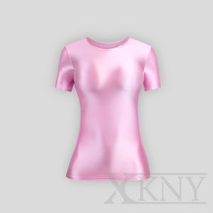 Conjunto xckny homem ande feminino brilhante camiseta sexy apertado manga curta brilhante base de seda camisa casual versátil collants esportes panos de natação