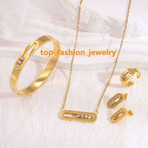 Custom Women 18K Gold Plated Designer Jewelry Set Luxury Waterproof Stainless Steel Bracelet Necklace And Earrings Jewelry Sets