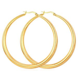 Hoop huggie real 18k ouro sier banhado grandes brincos para mulheres grande círculo redondo de aço inoxidável aros brinco leve sem desbotamento dh3p0