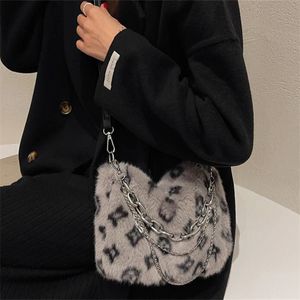 Luxury Evening Bags Winter Warm Plush Shoulder Bags Female Luxury Designer Fluffy Faux Fur Crossbody Bag For Women Chain Handbag And Purse