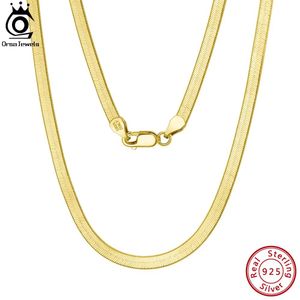 ネックレスOrsa Jewels Sterling Sier 3mm Gold Flexible Flat Chain Herringbone Snakeチェーンネックレス女性ネックチェーンジュエリーSC35