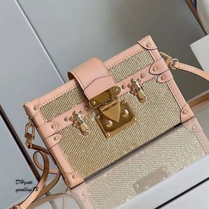 ミニチェーンハードトランクボックスデニムハンドバッグ女性ファッショントートデザイナーバッグ化粧品ケーストップミラー品質ワニ革