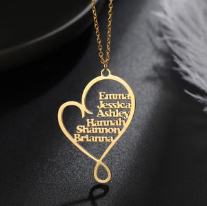 Charmarmband Personligt namn Halsband Custom Heart Gold Color Rostfritt stål Pendant Bridesmaid Friend Gift 231215