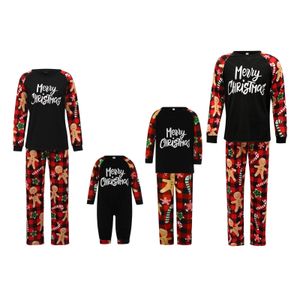 Conjunto de pijamas de 2 peças para a família, gola redonda, estampado, manga comprida, calças soltas, cintura elástica, estilo natalino, roupa de dormir 231215