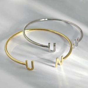 Bangle Duoying Initial Name Bracelets Simple Double Letters Bracelet for Gift Love BBF Anniversary Gifts Jewelry 231215