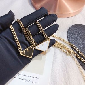Classic Designer Triangle Pendant Necklaces Black White Luxury Style Charm Women Necklace Spring Girl Love Birthday Gift Necklace Stainless Steel Long Chain