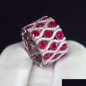 Pierścień Pierścień Pierścień Pierścień Kqdance stworzył kamień szmaragdowy Tanzanit Sapphire Ruby z zielonym/niebieskim/czerwonym kamieniem 18K Białe złote DHN7O