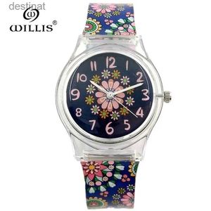 الساعات النسائية Willis Brand Women Waterproof Quartz Watches Retro Flowers Silicone Watch Fashion Ladies Leisure Clock Dress Watchesl231216