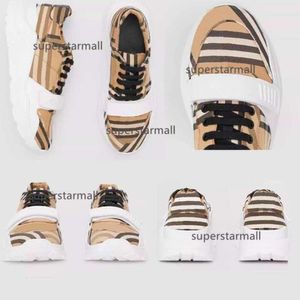 Casual Trainers Man Quality Designer Burberyity Shoes Real Leather Classic Plaid Casual Stripes Shoe Fashion Trainer For Shoes Woman Color Bar High S17J