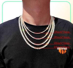 3mm 4mm 5mm 6mm Hip Hop Tennis Chains smycken Mens Diamond Halsband 18K Real Gold White Gold Plated Bling Graduated9616534