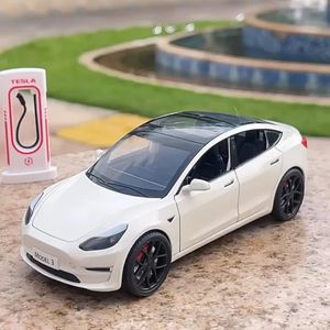 Diecast Model car 1 24 Model 3 Model Y Model S Alloy Die Cast Toy Car Model Sound and Children's Toy Collectibles Birthday gift 231215