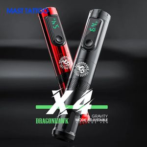 Dövme Makinesi Dragonhawk X4 Yerçekimi İndüklenen Voltaj Regülatörü Değiştirilebilir Pil Kablosuz Dövme Makinesi Kalemi 3.5mm Ekran Makyaj Kalıcı 231215