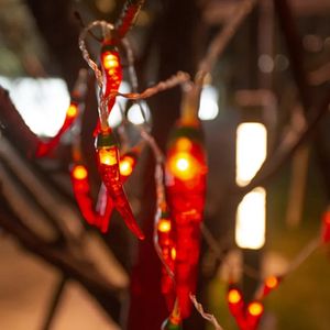 Andra evenemangsfestleveranser Red Chili String Lights 13ft 40LED Fairy Lighting Pepper USB Battery Operated Kitchen String Light Warm White Night Lamps 231216