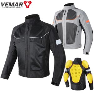 Herrjackor vemar män Motorcykeljacka Summer Breattable Mesh Moto Jacket Protective Gear Motorcykelrock Motorcykelklädjacka Black 231216