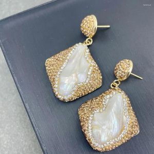 Dangle Earrings Eh3 Natural Baroque Irregular Pearl Women's Simple Fashion Personality Delicate Beautiful Light Luxury Girls Jewelry