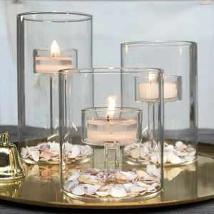 Candle Holders Glass Candle Holders Set for Wedding Centerpieces Modern Tealight Candle Holders for Dining Room Decor Candleholders 231215