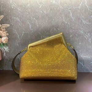 Drilling Evening Bags Clip Clutch Bag Fashion Diamonds Leather Cross Body Bags Women Shoulder Handbags Metal Hardware Hasp Rem213S