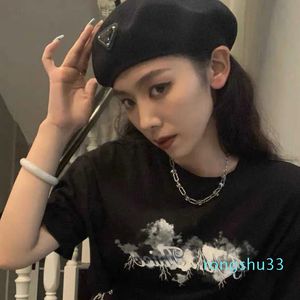 Berets designer Black hat female Xia Beret net red Korean version ins inverted triangle British painter spring and Autumn