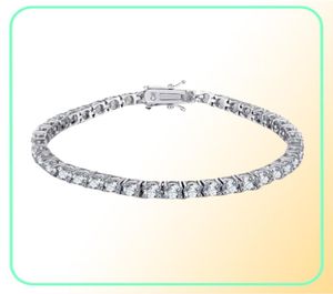 Zircon 4mm Men Tennis bracelet Solid 925 Sterling Silver tennis chains Mens Hiphop Tide Bracelets 75 inch silver Jewelry Gifts3360067