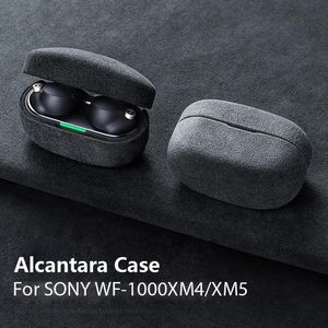 Hörlurar italienska Alcantara -fodral för Sony WF1000XM4 läder handgjorda wf 1000xm5 fodral wf 1000xm4 täcker Bluetooth hörlurarfodral