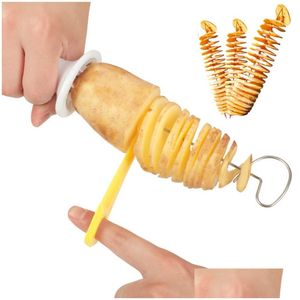 BBQ Tools Accessories Portable Potato BBQ Spett för Cam Chips Maker Slicer Spiral Cutter Barbecue Tools Kök Tillbehör Drop D DHPKU