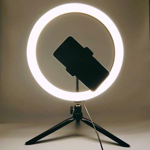 Materiale 6/10 pollici Lampada ad anello a LED con treppiede da tavolo per telefono Streaming live Trucco Video Youtube Fotografia Studio Supporto per telefono da scrivania