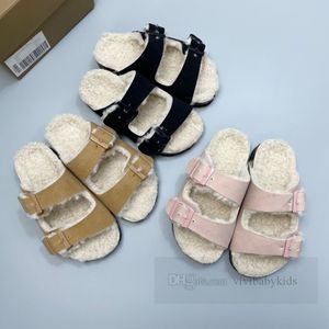 Pantofole calde in pile scamosciato per bambini ragazzi ragazze peluche antiscivolo fondo morbido scarpe casual autunno inverno pantofole in sughero per esterni Z6060