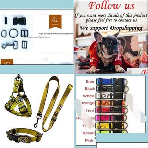 Dog Collars Leashes Step In Harness Designer Dogs Leash Set Training Walking Of Your Puppy Harnesses Cool Letter Patte Drop Delivery H Dhvm9