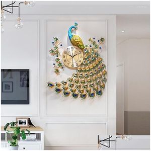 Wall Clocks Clock Peacock Watch Living Creative Fashion Room Simple Atmosphere Graphics House Silent Quartz 20 Drop Delivery Home Ga Dhwoh