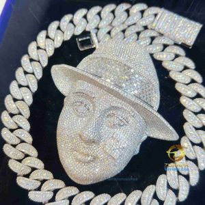 Designer Colar cubano16mm VVs Moissanite Iced Out Diamond Gold Color Chain Colar 925 Sterling Silver Men Colar