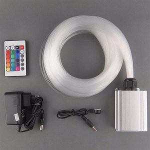 DIY Neon Sign 5W RGB LED Light Engine 200st 0 75mm 2M Long End Glow PMMA Optical Fiber Kit 24Key IR Remote191L