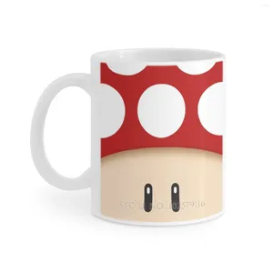 Mugs Red Super Mushroom White Mug Tea Cup Coffee Friends Birthday Gift Gaming Video Games Retro 80S