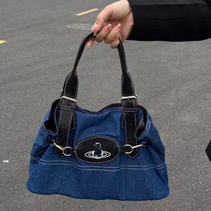 Women Designer Bags Vintage Saturn Tote Bags Denim Bag Large Capacity Commuting Shoulder Bag