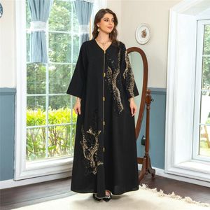 Ubranie etniczne Czarne cekin haft haftowa abaya kobiety muzułmańskie luksusowe luźne sukienka Turcja Dubai Kaftan Party Jalabiya Ramadan Caftan Vestido