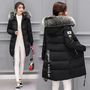 Mulheres para baixo parkas inverno casaco frio para baixo jaqueta acolchoada sul coreano moda grande gola de cabelo longo grosso 231215