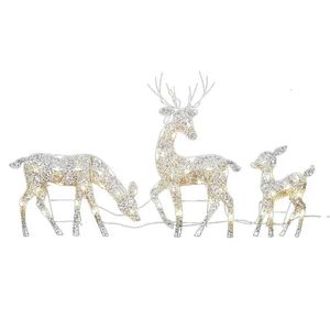 Garden Decorations Lighted Christmas Reindeer Deer Decoration Outdoor Standing Elk Ornament Light Handmake Iron Art for Party 231216