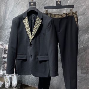 Luxury Designer Men Blazer jacket Coat F letters Business Casual Slim Fit Formal Suit Blazer Men Suits top pant