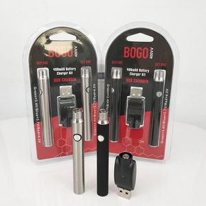 Original BOGO 400mAh Förvärm batterisolplastförpackning 510 Thread 2st A Box 3.4V-4.0V