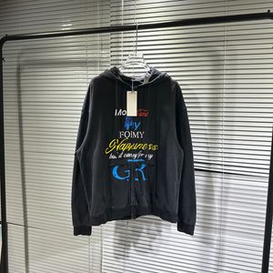 Tunga gjorda dragkedja hoodie usa vinter män rippade detaljer skateboard hoody vintage tvättad plus storlek huva sväng 23fw 16 december