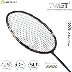 Badminton Rackets Alpsport V5 2 pcs/lot Badminton Racket Maximum 38 lbs 5U 75g Wave Frame Full carbon fiber with strings and grip 231216